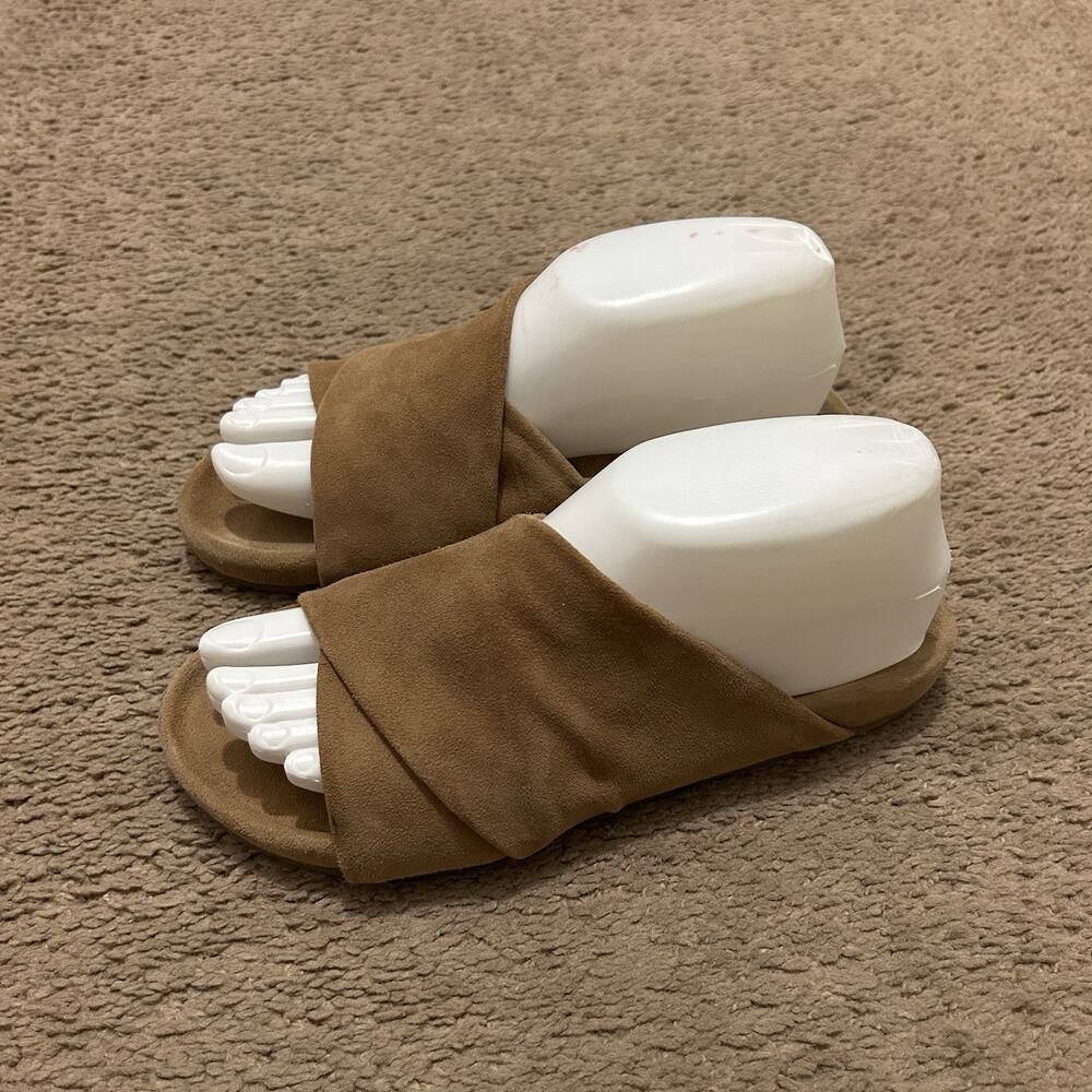 Beek Caramel Brown Suede Leather Kea Slide Sandals Shoes Anthropologie 6